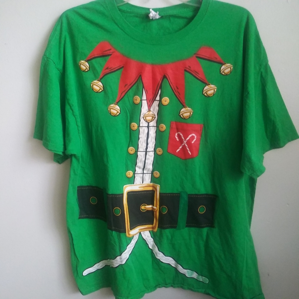 Christmas Elf Tee Shirt Y2K Santa Helper Fruit of the Loom Size XL